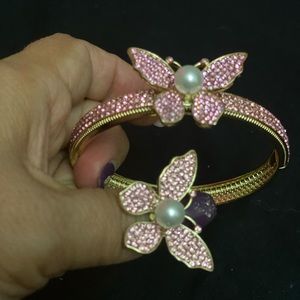 Set ,bangle and rings with gold 18k bath,zirconium and pearls